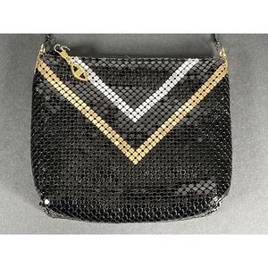 Unbranded Vintage Black And Gold Sequin Evening‎ Bag With Chain